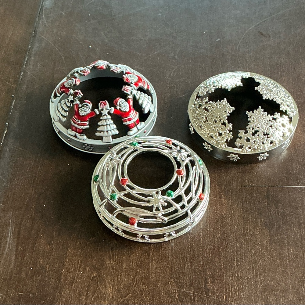 Festive Silver and Red Holiday Candle toppers by Yankee Candle